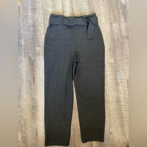 Zara straight leg high waist trousers pants with belt plaid